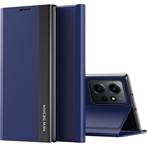 Custodia Per Xiaomi Redmi Note 12 4G In Finto Cuoio Flip Cover Protettiva Con Funzione Stand Blu Navy-image