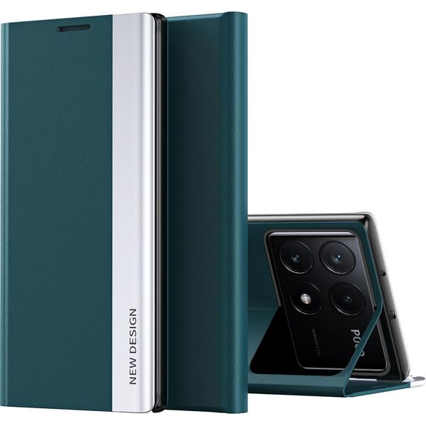 Custodia Per Xiaomi Poco F6 Pro/Redmi K70/K70 Pro, Custodia Magnetica In Finto Cuoio Con Funzione Di Stand Verde-image
