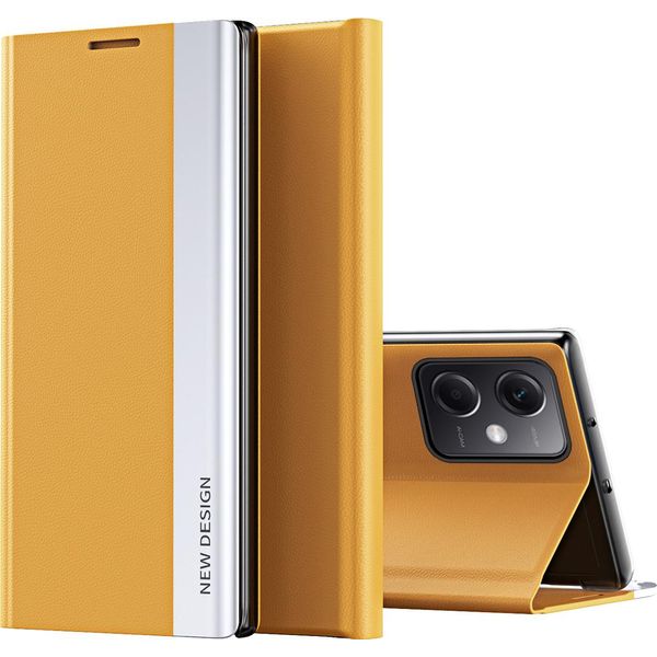 Custodia Per Xiaomi Poco X5 /Redmi Note 12 5G In Finto Cuoio Flip Cover Protettiva Con Funzione Stand Giallo-image