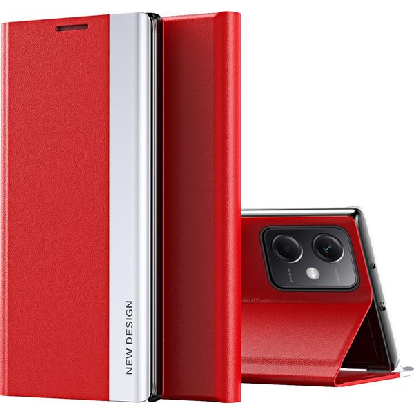 Custodia Per Xiaomi Poco X5 /Redmi Note 12 5G In Finto Cuoio Flip Cover Custodia Protettiva Con Funzione Stand Rosso-image