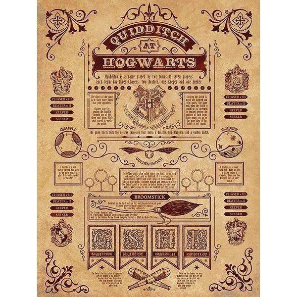 Harry Potter - Stampa Su Tela Con Cornice "Quidditch A Hogwarts"" PM9657 (40 Cm X 30 Cm) (Naturale/Marrone)"-image