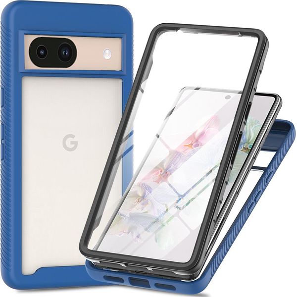 Custodia Per Google Pixel 8A, Paraurti Con Protezione Dello Schermo Integrata Custodia Protettiva A 360° Blu Navy-image