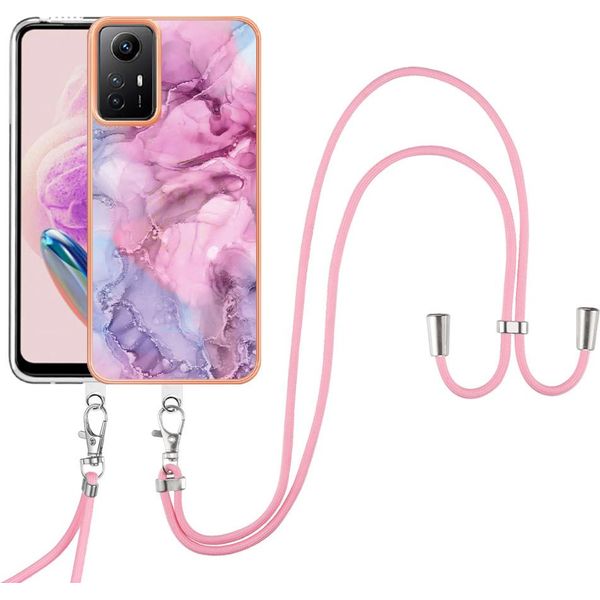 Custodia Con Cinturino Per Xiaomi Redmi Note 12S, Paraurti In Tpu A Fantasia, Custodia Protettiva Con Cinturino Regolabile Rosa-image