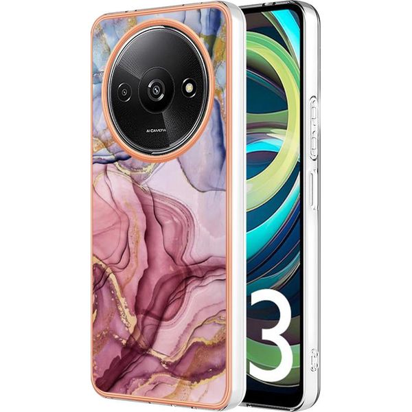 Custodia Per Xiaomi Redmi A3, Custodia In Silicone Tpu A Fantasia, Paraurti Antiurto Oro Rosa-image