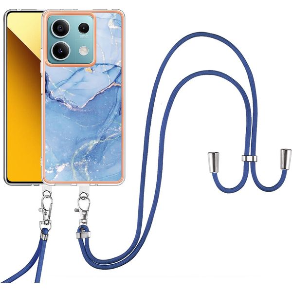 Custodia Con Cinturino Per Xiaomi Redmi Note 13 5G, Paraurti In Tpu A Fantasia, Custodia Protettiva Con Cinturino Regolabile Azzurro-image