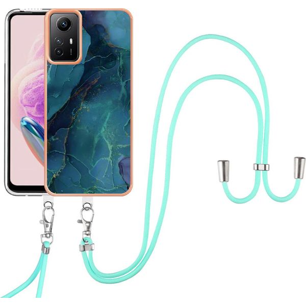 Custodia Con Cinturino Per Xiaomi Redmi Note 12S, Bumper In Tpu A Fantasia, Custodia Protettiva Con Cinturino Regolabile Verde Scuro-image