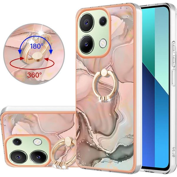 Custodia Per Xiaomi Redmi Note 13 4G, Custodia Protettiva In Silicone Tpu A Fantasia Con Supporto Ad Anello Beige-image