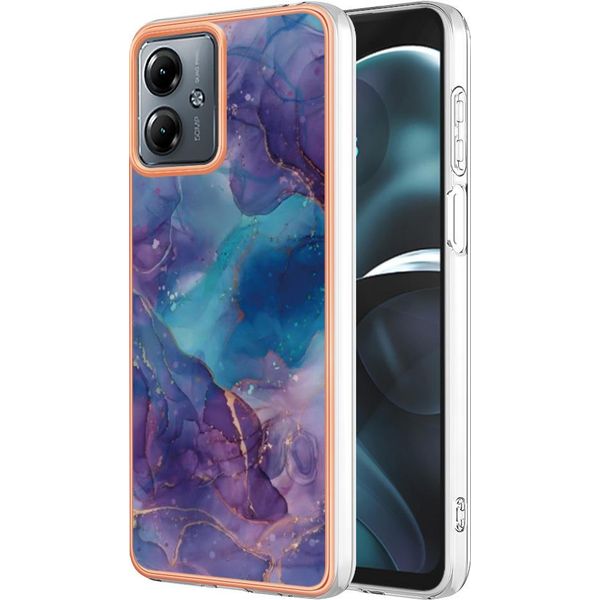 Custodia Per Motorola Moto G14, Custodia In Silicone Tpu A Fantasia, Paraurti Antiurto Blu Scuro-image