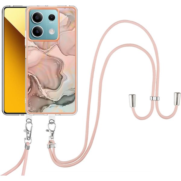 Custodia Con Cinturino Per Xiaomi Redmi Note 13 5G, Paraurti In Tpu A Fantasia, Custodia Protettiva Con Cinturino Regolabile Beige-image