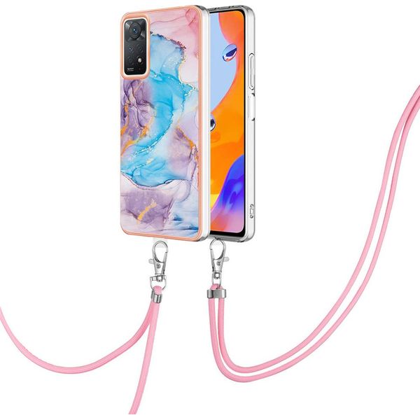 Custodia Con Cinturino Per Xiaomi Redmi Note 11 Pro 5G/4G, Custodia In Tpu A Fantasia Con Cinturino Regolabile Blu-image