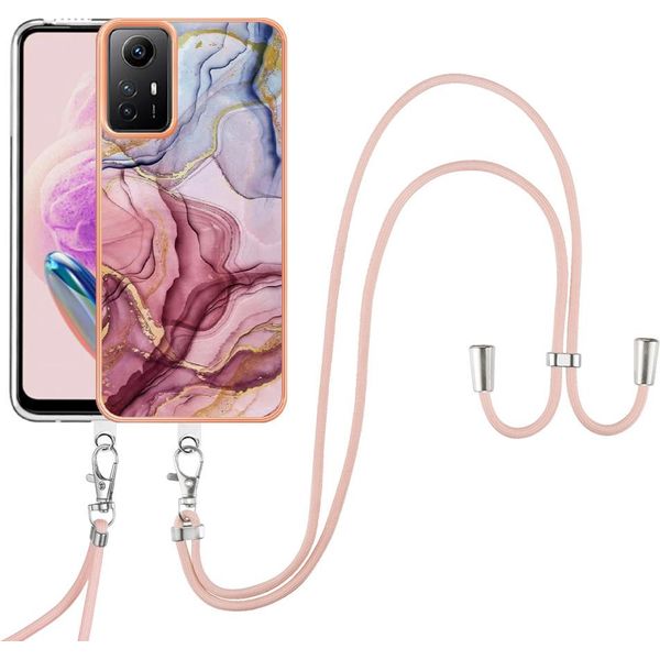 Custodia Con Cinturino Per Xiaomi Redmi Note 12S, Bumper In Tpu A Fantasia, Custodia Protettiva Con Cinturino Regolabile Rose Gold-image