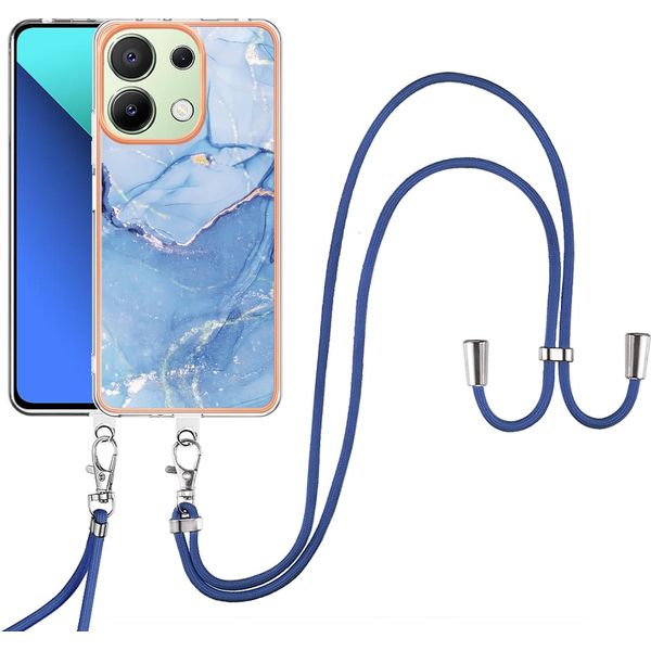 Custodia Con Cinturino Per Xiaomi Redmi Note 13 4G, Paraurti In Tpu A Fantasia, Custodia Protettiva Con Cinturino Regolabile Azzurro-image