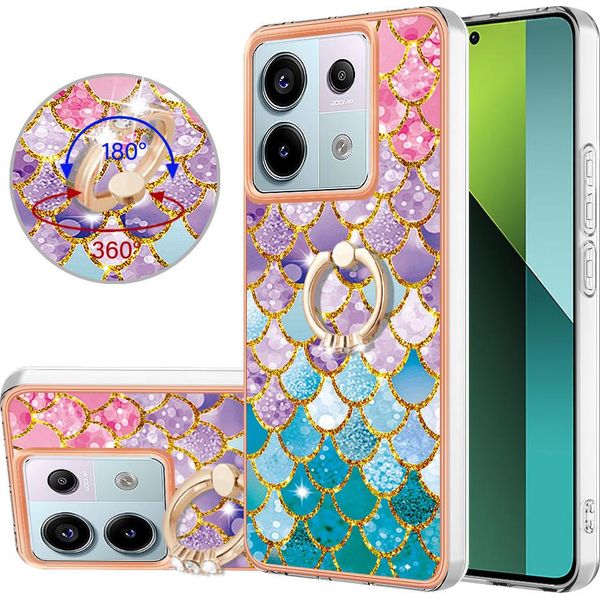 Custodia Per Xiaomi Redmi Note 13 Pro 5G, Custodia Protettiva In Silicone Tpu A Fantasia Con Supporto Ad Anello Colorato-image
