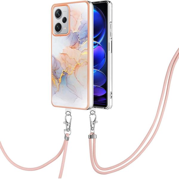Custodia Con Cinturino Per Xiaomi Redmi Note 12 Pro+, Custodia In Tpu A Fantasia Con Cinturino Regolabile Grigio-image
