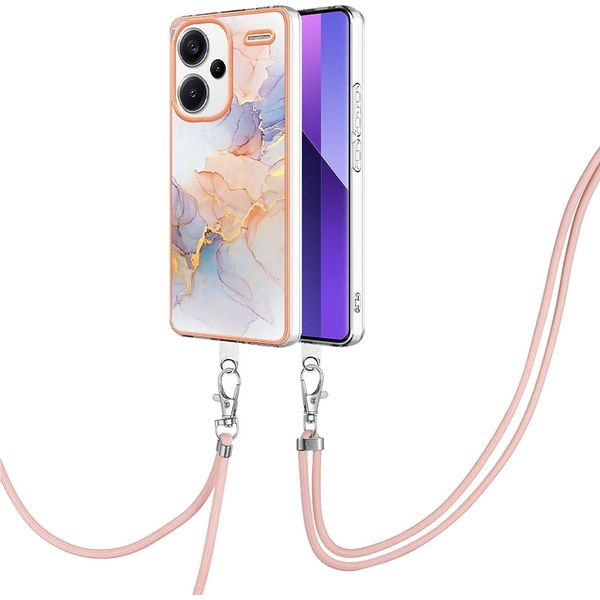 Custodia Con Cinturino Per Xiaomi Redmi Note 13 Pro+ 5G, Custodia In Tpu A Fantasia Con Cinturino Regolabile Grigio-image
