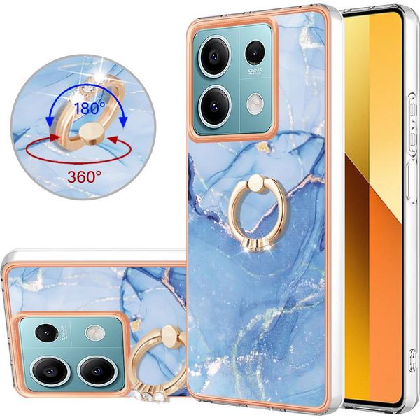 Custodia Per Xiaomi Redmi Note 13 5G, Custodia Protettiva In Silicone Tpu A Fantasia Con Supporto Ad Anello Azzurro-image