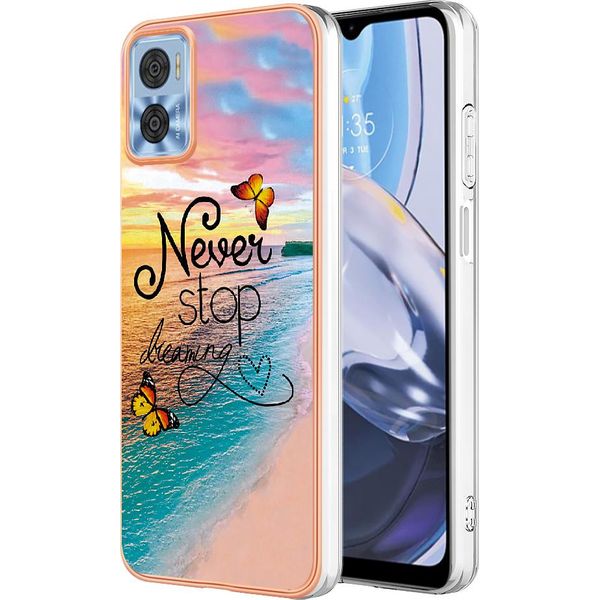 Custodia Per Motorola Moto E22, Cassa Paraurti In Silicone Tpu Antiurto A Fantasia Oro-image