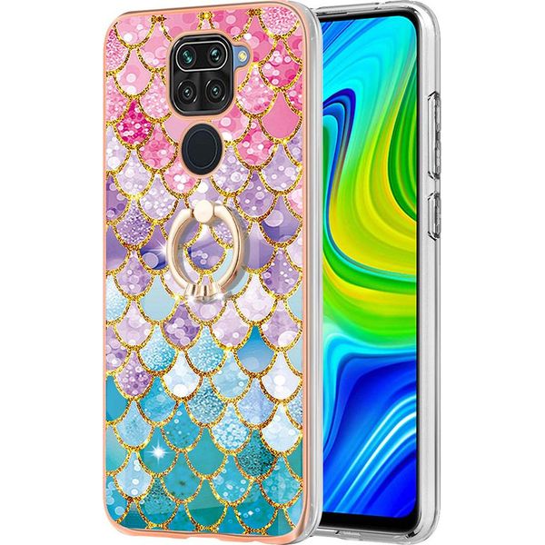 Custodia Per Xiaomi Redmi Note 9, Custodia Protettiva In Silicone Tpu A Fantasia Con Supporto Ad Anello Colorato-image