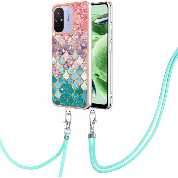 Custodia Con Cinturino Per Xiaomi Redmi 12C, Custodia In Tpu A Fantasia Con Cinturino Regolabile Colorato-image