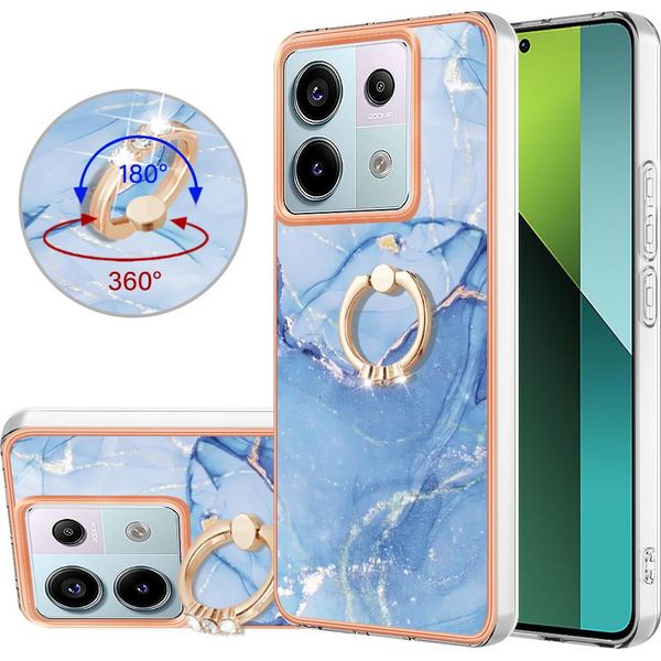Custodia Per Xiaomi Redmi Note 13 Pro 5G, Custodia Protettiva In Silicone Tpu A Fantasia Con Supporto Ad Anello Azzurro-image