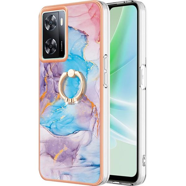 Custodia Per Oneplus Nord N300, Custodia Protettiva In Silicone Tpu A Fantasia Con Supporto Ad Anello Blu-image