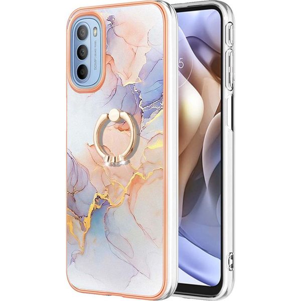 Custodia Per Motorola Moto G31 / G41, Custodia Protettiva In Silicone Tpu A Fantasia Con Supporto Ad Anello Grigio-image