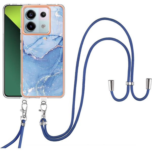 Custodia Con Cinturino Per Xiaomi Redmi Note 13 Pro 5G, Paraurti In Tpu A Fantasia, Custodia Protettiva Con Cinturino Regolabile Azzurro-image