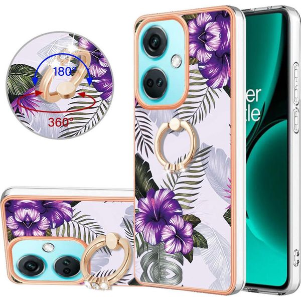 Custodia Per Oneplus Nord CE3, Custodia Protettiva In Silicone Tpu A Fantasia Con Supporto Ad Anello Viola-image
