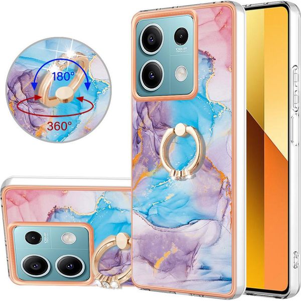 Custodia Per Xiaomi Redmi Note 13 5G, Custodia Protettiva In Silicone Tpu A Fantasia Con Supporto Ad Anello Blu-image