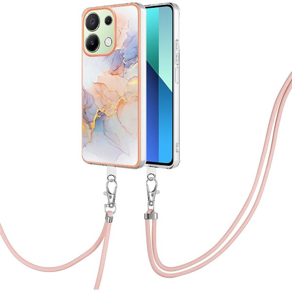 Custodia Con Cinturino Per Xiaomi Redmi Note 13 4G, Custodia In Tpu A Fantasia Con Cinturino Regolabile Grigio-image