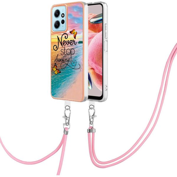 Custodia Con Cinturino Per Xiaomi Redmi Note 12 4G, Custodia In Tpu A Fantasia Con Cinturino Regolabile Oro-image