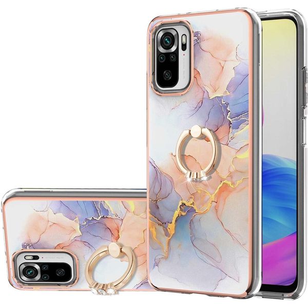Custodia Per Xiaomi Redmi Note 10 4G/Note 10S, Custodia Protettiva In Silicone Tpu A Fantasia Con Supporto Ad Anello Grigio-image
