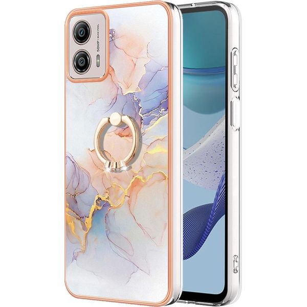 Custodia Per Motorola Moto G53, Custodia Protettiva In Silicone Tpu A Fantasia Con Supporto Ad Anello Grigio-image