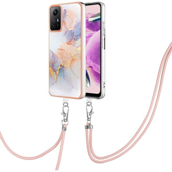 Custodia Con Cinturino Per Xiaomi Redmi Note 12S, Custodia In Tpu A Fantasia Con Cinturino Regolabile Grigio-image