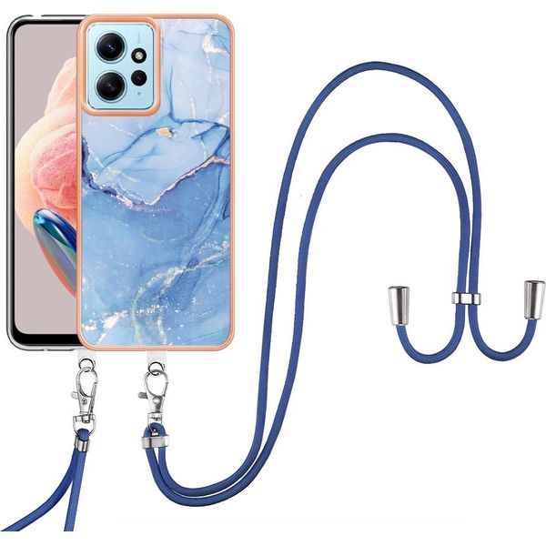 Custodia Con Cinturino Per Xiaomi Redmi Note 12 4G, Paraurti In Tpu A Fantasia, Custodia Protettiva Con Cinturino Regolabile Azzurro-image
