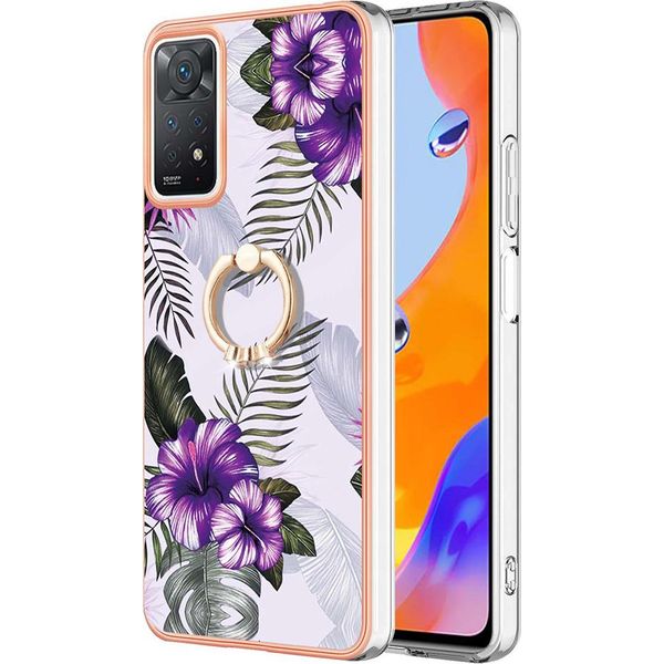 Custodia Per Xiaomi Redmi Note 11 Pro 5G/4G, Custodia Protettiva In Silicone Tpu A Fantasia Con Supporto Ad Anello Viola-image