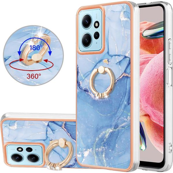 Custodia Per Xiaomi Redmi Note 12 4G, Custodia Protettiva In Silicone Tpu A Fantasia Con Supporto Ad Anello Azzurro-image