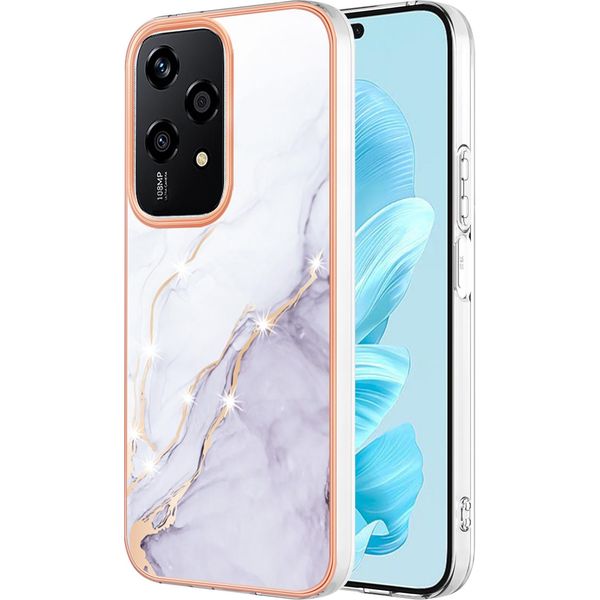 Custodia Per Honor 200 Lite, Sottile Marmo Antiurto Morbido Tpu Paraurti Bianco-image