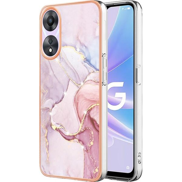 Custodia Per Oppo A78 5G, Sottile Marmo Antiurto Custodia Morbida Tpu Paraurti Oro Rosa-image
