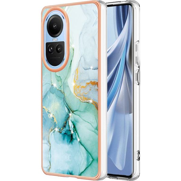 Custodia Per Oppo Reno10 5G, Sottile Marmo Antiurto Morbido Tpu Paraurti Verde-image