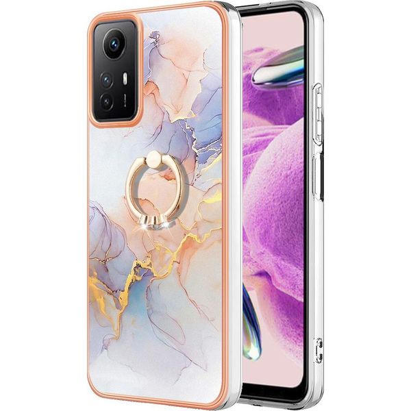 Custodia Per Xiaomi Redmi Note 12S, Custodia Protettiva In Silicone Tpu A Fantasia Con Supporto Ad Anello Grigio-image