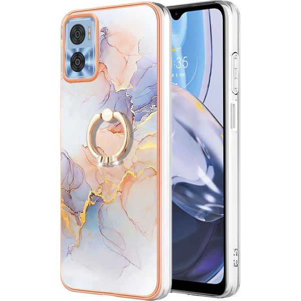 Custodia Per Motorola Moto E22, Custodia Protettiva In Silicone Tpu A Fantasia Con Supporto Ad Anello Grigio-image