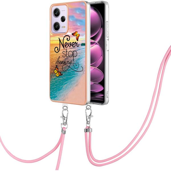 Custodia Con Cinturino Per Xiaomi Poco X5 Pro/Redmi Note 12 Pro 5G, Custodia In Tpu A Fantasia Con Cinturino Regolabile Oro-image