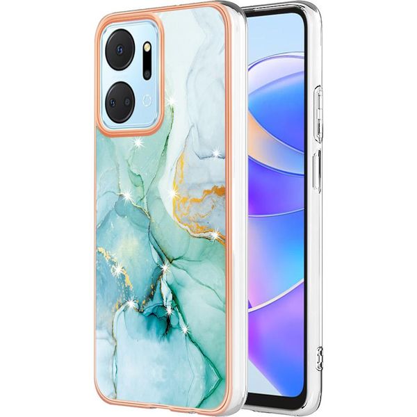Custodia Per Honor X7A, Sottile Marmo Antiurto Morbido Tpu Paraurti Verde-image