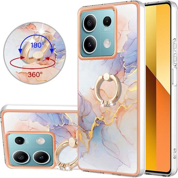 Custodia Per Xiaomi Redmi Note 13 5G, Custodia Protettiva In Silicone Tpu A Fantasia Con Supporto Ad Anello Grigio-image