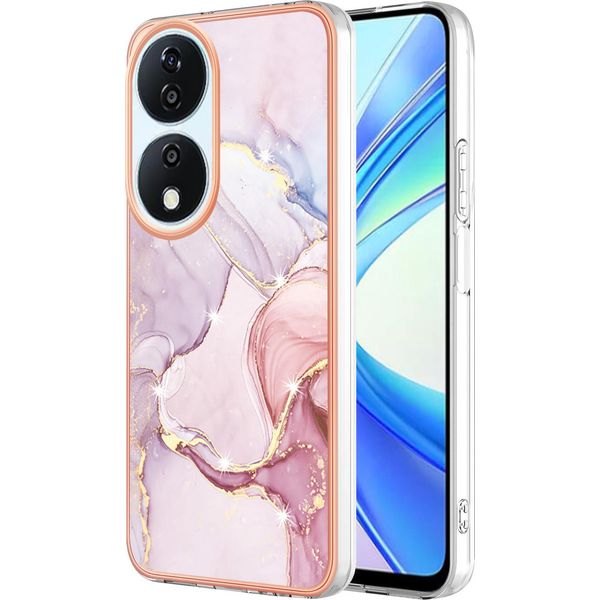 Custodia Per Honor X7B, Sottile Marmo Antiurto Morbido Tpu Custodia Paraurti Oro Rosa-image