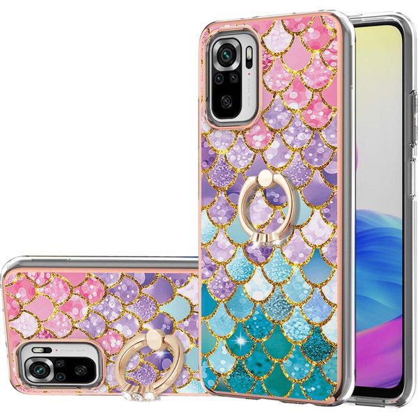 Custodia Per Xiaomi Redmi Note 10 4G/Note 10S, Custodia Protettiva In Silicone Tpu A Fantasia Con Supporto Ad Anello Colorato-image