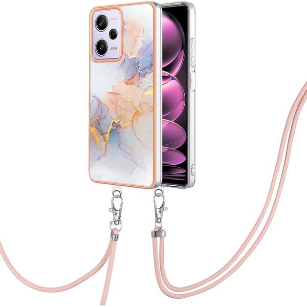Custodia Con Cinturino Per Xiaomi Poco X5 Pro/Redmi Note 12 Pro 5G, Custodia In Tpu A Fantasia Con Cinturino Regolabile Grigio-image