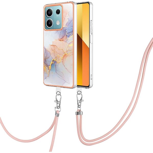 Custodia Con Cinturino Per Xiaomi Redmi Note 13 5G, Custodia In Tpu A Fantasia Con Cinturino Regolabile Grigio-image