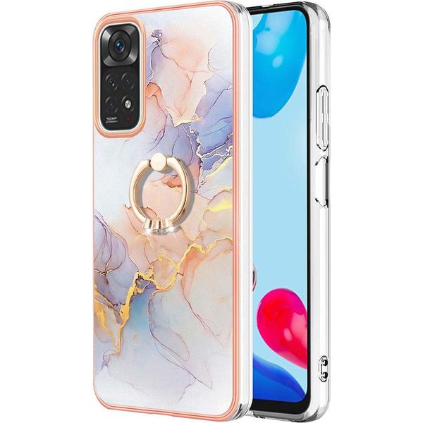 Custodia Per Xiaomi Redmi Note 11 4G/Note 11S, Custodia Protettiva In Silicone Tpu A Fantasia Con Supporto Ad Anello Grigio-image